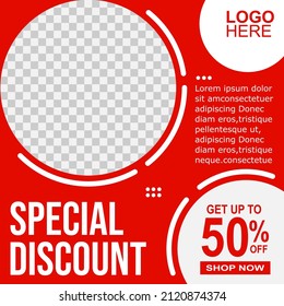 editable square template,red background color with stripes shape suitable for social media posts and web internet advertising.vector illustration
