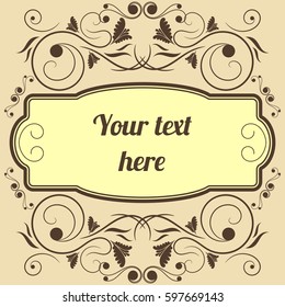 Editable Square Vintage Swirl Frame Vector for Text Background