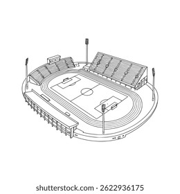 Editable Stadium Vector in Minimalist Style – Stadium Design Concept - Stadium Architectural Design