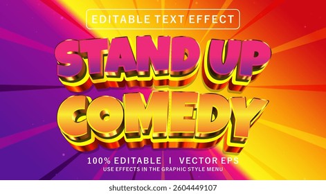 editable stand up comedy 3d vector text effect with modern style design