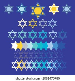 Editable Star of David Vector Frame Label Set for Hannukah,  Mix and Match Build a Frame