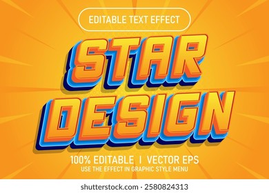 editable star design 3d vector text effect with modern style design