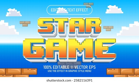 editable star game 3d vector text effect with modern style design