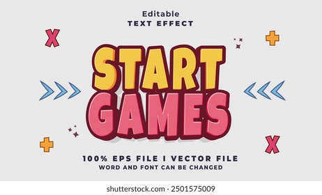 editable start games text effect.typhography logo