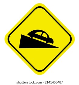 editable steep descent traffic sign icon vector design template and illustration