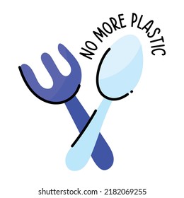An editable sticker of plastic cutlery