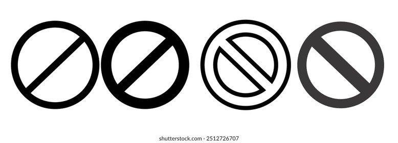 Ícone editável de bloqueio de proibições de interrupção. Logotipo preto de proibição definido. sinal de círculo preto parar entrada. Ilustração vetorial.