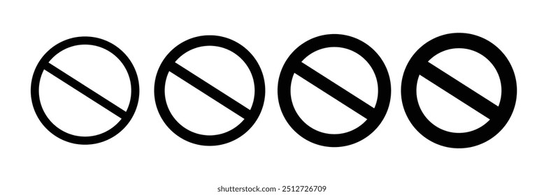 Editable stop prohibitions block icon. Black Prohibition logo set. black circle sign stop entry. Vector illustration.