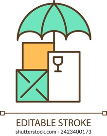 Editable storage insurance icon representing moving service, isolated vector, multicolor thin line illustration.