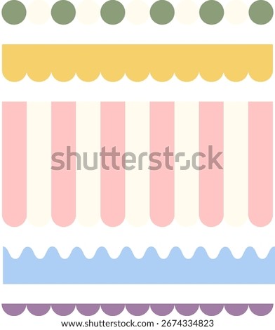 Editable store shapes with colorful roofs, suitable for creating shop illustrations, marketplaces, and commercial area graphics.