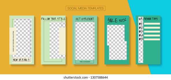 Editable Stories Abstract Vector Layout. Blogger Social Media Comments Phone Template. Brand Social Media Fashion, Shop Now, New Arrivals Photo Frames Set. Nice Insta Stories Layout