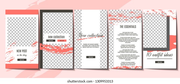 Editable stories background template design for social media. Stock vector
