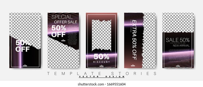 Editable Stories background template. Vector Design for social media.