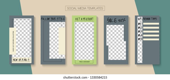 Editable Stories Funky Vector Layout. Brand Social Media Shop Now, Trends, Winners Photo Frames Kit. Blogger Social Media Comments Website Template. Nice Insta Stories Layout