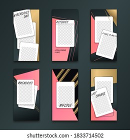 Editable Stories template with effect boke for your photo. Holliday mood. Christmas theme.