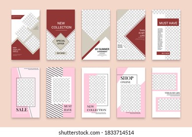 Editable Stories template with effect boke for your photo. Holliday mood. Christmas theme.