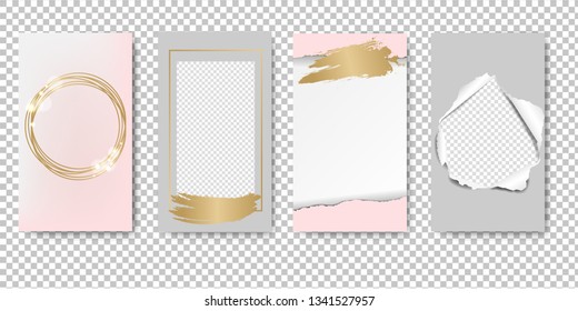 Editable Stories Template Isolated Transparent Background With Gradient Mesh, Vector Illustration
