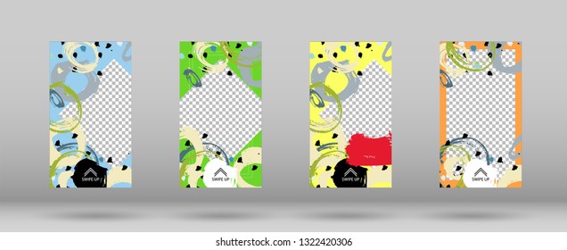 Editable Stories Template for Social Media. New Post Concept Design. Set of Colorful Frames for Your Content. Vector Illustration. Template for Social Network Stories.
