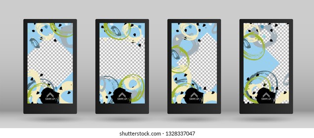 Editable Stories Template for Social Media. Set of Colorful Frames for Your Content. Giveaway Concept Design. Vector Illustration. Template for Social Network Stories.