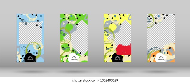 Editable Stories Template for Social Media. Set of Colorful Frames for Your Content. Vector Illustration. Sale Concept Design. Template for Social Network Stories.