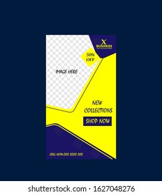 Editable stories Template Social Media Banners for Digital Marketing. Promo Brand Fashion. Facebook, Instagram, Twitter Banner Ads. Vector Illustration