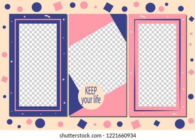 Editable Stories templates - set. Streaming. Creative people collection. Vector illustration. Ratio 16:9