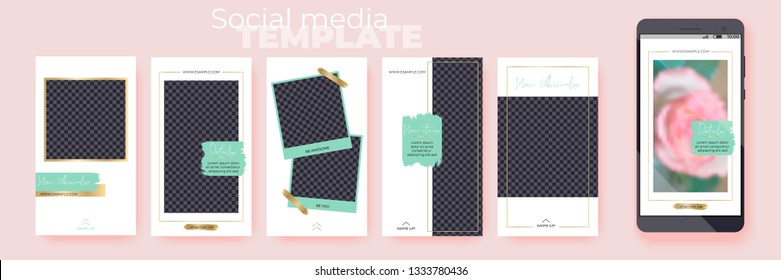 Editable Stories Vector Templates Pack For Corporate Accounts. Spring Collection. Set Of Social Media Layouts. Layout For Business Story (fashion, Beauty): New Arrival, New Collection, Sale.