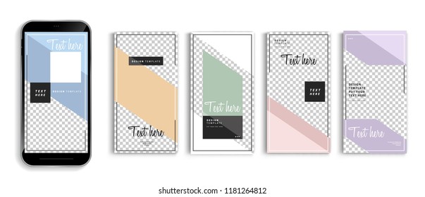Editable story mockup templates for smartphone vector design.