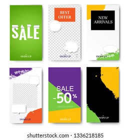 Editable Story Template Collection Photo Frame With Gradient Mesh, Vector Illustration