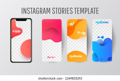 Editable Story Template Collection With Wave Liquid  Gradient Splashes