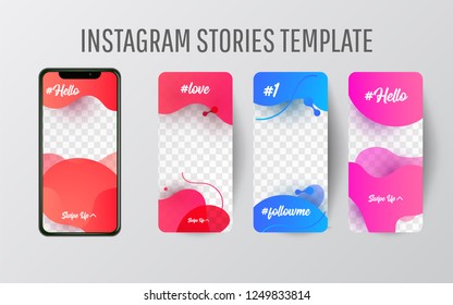 Editable story template collection with wave liquid  gradient splashes