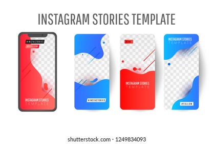 Editable story template collection with wave liquid  gradient splashes