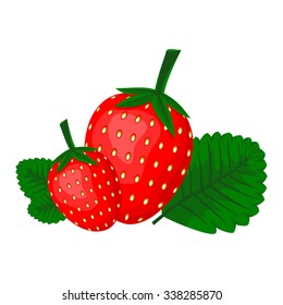 Editable Strawberry Fruit with Its Leaves Vector Illustration for Healthy Life or Farming Related Design