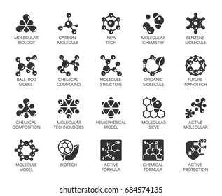 Editable Stroke. 48x48 Pixel Perfect 20 icons in flat style for scientific, chemistry, physical, medical, educational projects. Vector abstract black logo isolated