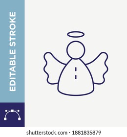 Icono de vector de contorno de cupido de ángel de ataque editable
