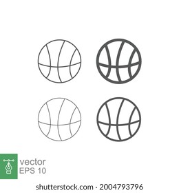 Editable stroke ball linear style icon. minimalistic style black and white. Outline contour shapes basketball ball, Soccer Football silhouette. Vector illustration. Design on white background. EPS 10