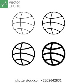 Editable stroke ball linear style icon. minimalistic style black and white. Outline contour shapes basketball ball, Soccer Football silhouette. Vector illustration. Design on white background. EPS 10