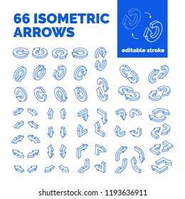 Editable stroke business isometric arrows set,isolated vector.Isometrics pointers,concept symbols icons for web graphic,information,charts,internet,finance diagrams,infographic,website,presentations