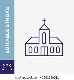 Editable Stroke Church Chapel Outline Vector Icon