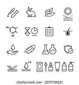 Editable stroke cosmetic icons set. Сan be used for cosmetic, medical and other needs. Ideal for use in e-commerce, mobile, packaging and etc. EPS10.