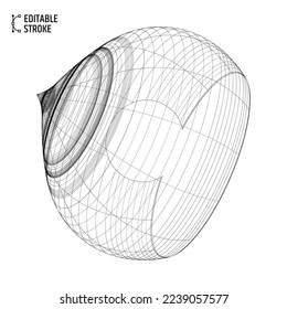 Editable stroke design elements. Set of wireframe geometric shapes. Geometric glass shapes from the black lines. 3D. Line thickness can be changed.