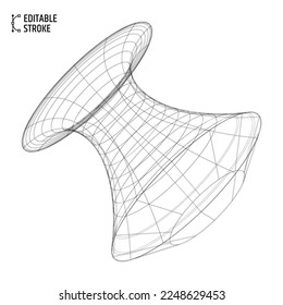 Editable stroke design elements. Set of wireframe geometric shapes. Geometric glass shapes from the black lines. 3D. Line thickness can be changed.