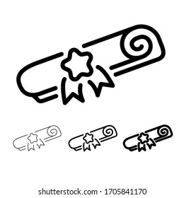 Icono de estilo lineal del Diploma de trazo editable. Icono plano educativo.
  Ilustración vectorial aislada en fondo blanco. 
