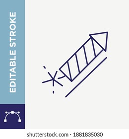 Editable Stroke Fire Cracker Outline Vector Icon