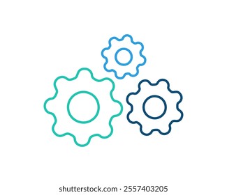 Editable stroke of gear icon. Gear or cogwheel outline symbol vector illustration