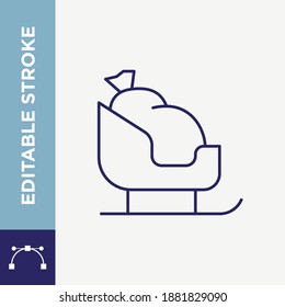 Editable Stroke Gift Box Sack Santa Sleigh Outline Vector Icon