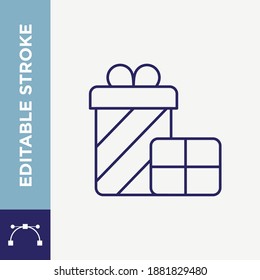 Icono del vector de contorno actual de regalo de trazo editable