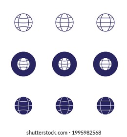 editable stroke, globe icons, website, address, blog, internet, business card, contact us information, about, web icons