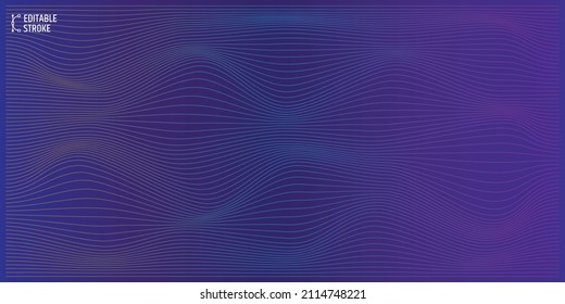 Editable stroke gradient wave lines. Simple and minimal abstract line background. Line thickness can be changed.