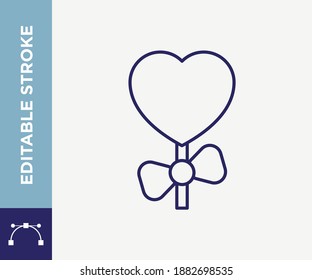 Editable Stroke Heart Candy Lollipop outline Vector Icon